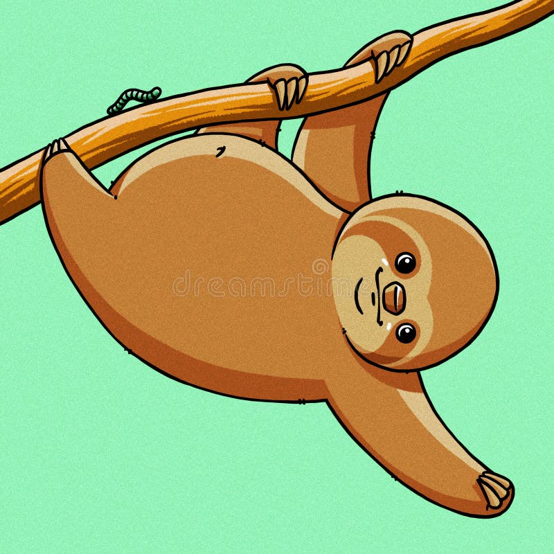 Funny cartoon cute cool fat sloth illustration. Funny cartoon cute fat sloth illustrations
