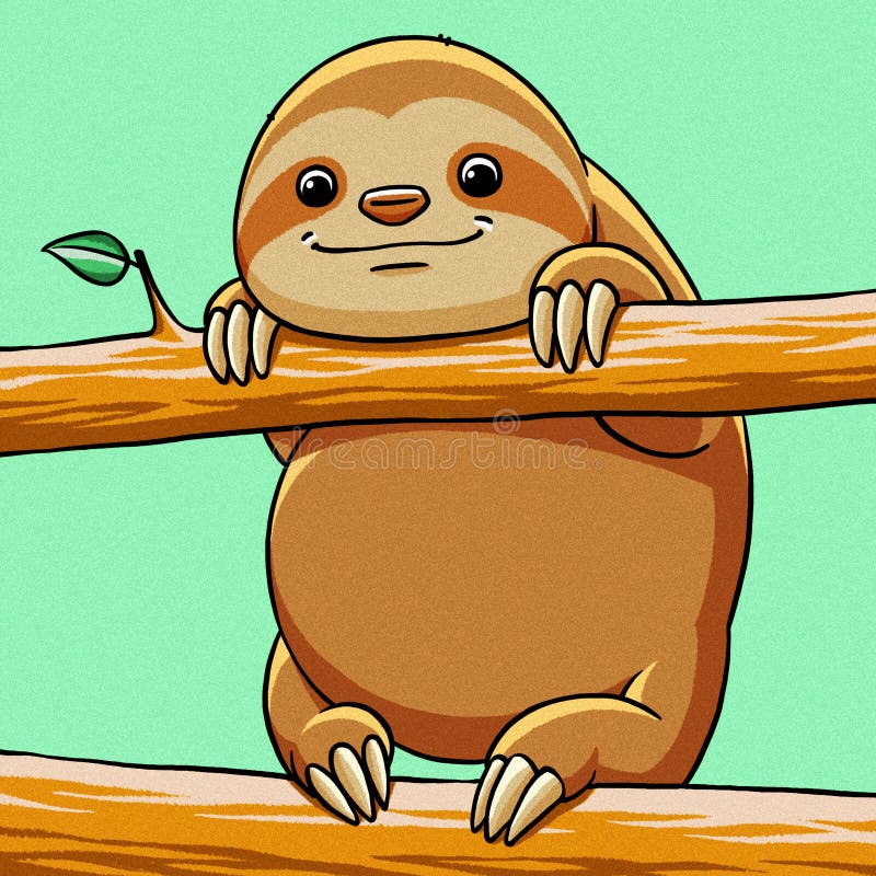 Funny cartoon cute cool fat sloth illustration. Funny cartoon cute fat sloth illustrations