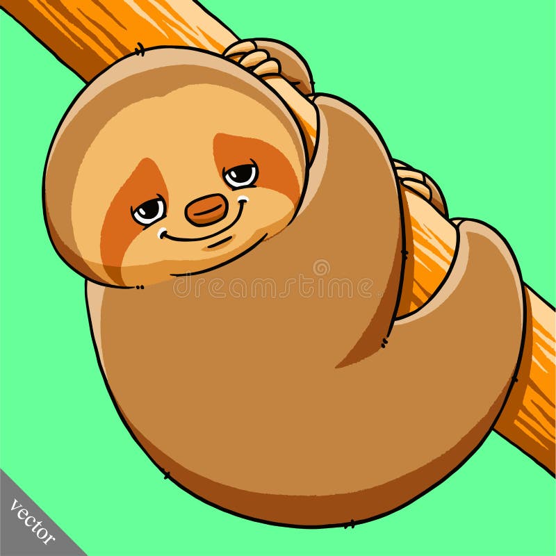Funny cartoon cute cool vector fat sloth illustration. Funny cartoon cute fat sloth vectors