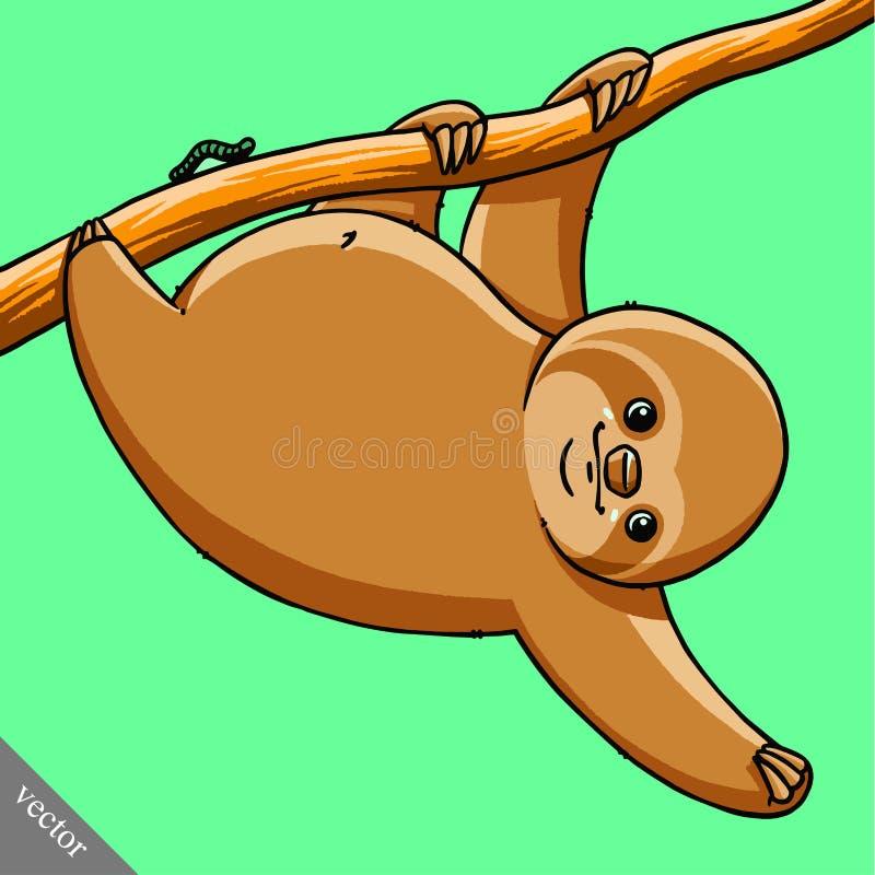 Funny cartoon cute cool vector fat sloth illustration. Funny cartoon cute fat sloth vectors