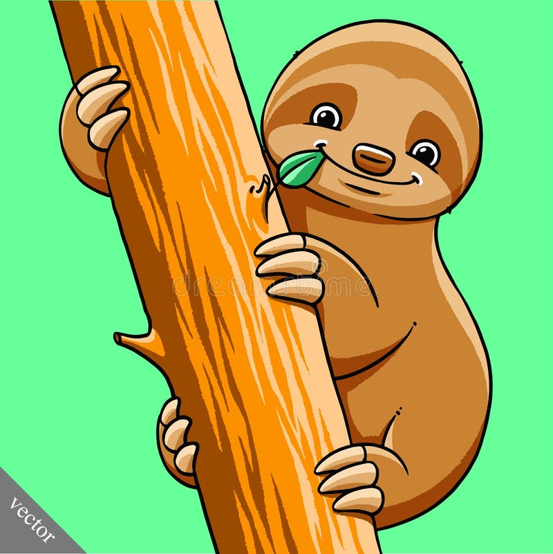 Funny cartoon cute cool vector fat sloth illustration. Funny cartoon cute fat sloth vectors