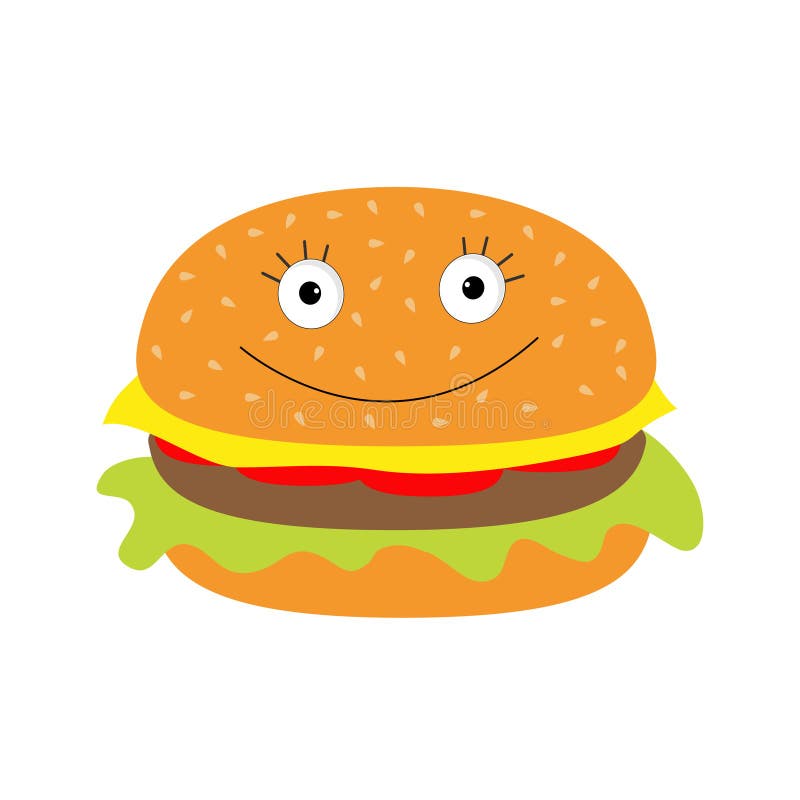 Funny Hamburger with Happy Face. Stock - Illustration of hamburger: 40074477