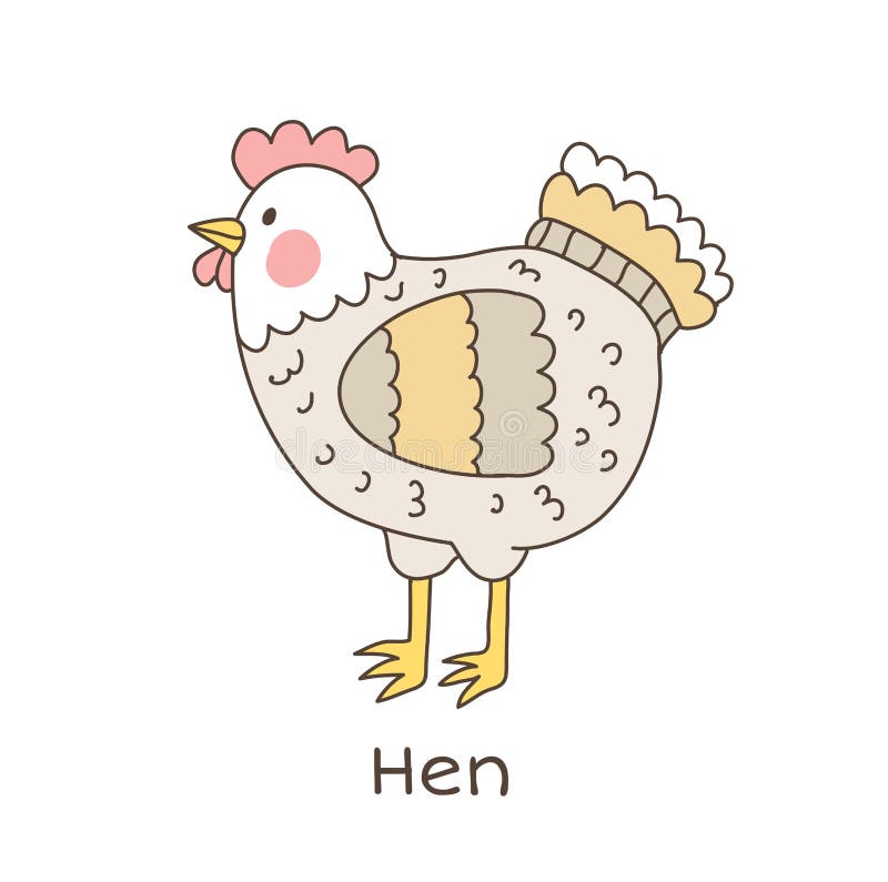 Funny Cartoon Hen, Children Illustration Stock Vector - Illustration of  meat, drawing: 49414171