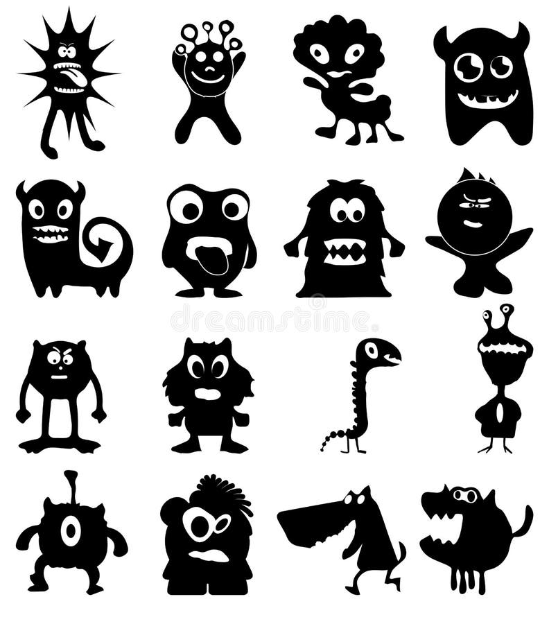 Funny cartoon icons set stock vector. Illustration of doodle - 49236712