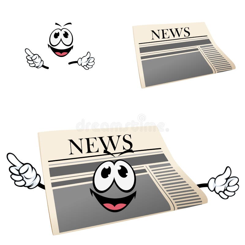 Funny Cartoon Isolated Newspaper Character Stock Vector - Illustration ...