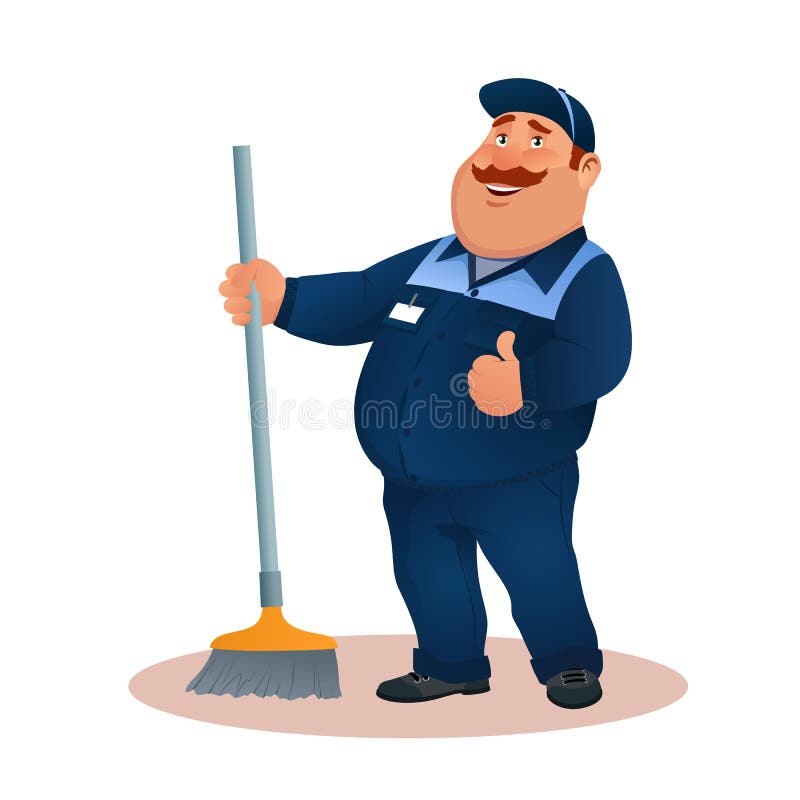 janitor cleaning cartoon