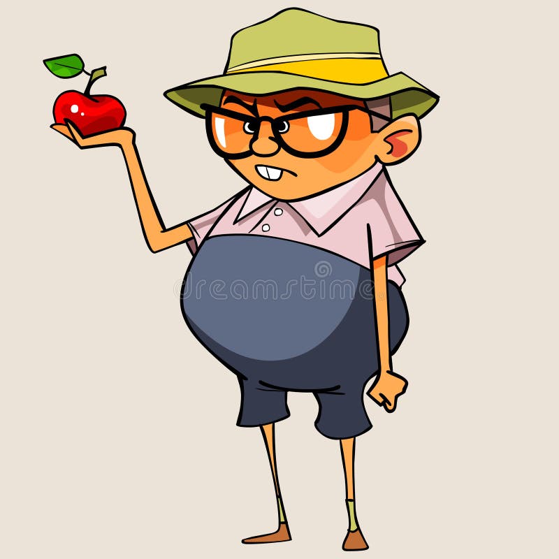 Man holding apple. stock vector. Illustration of male 66319299