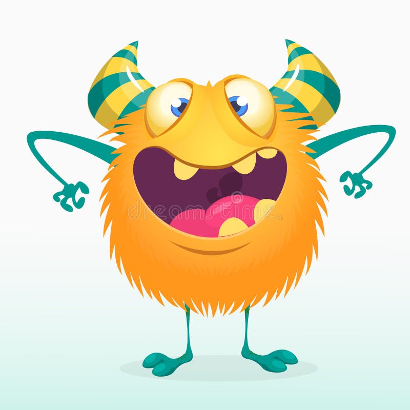 Funny cartoon monster alien mascot illustration. stock illustration