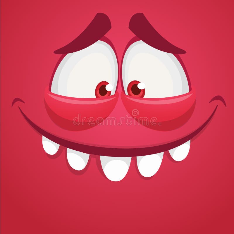 Funny cartoon monster face. Vector monster square avatar vector illustration