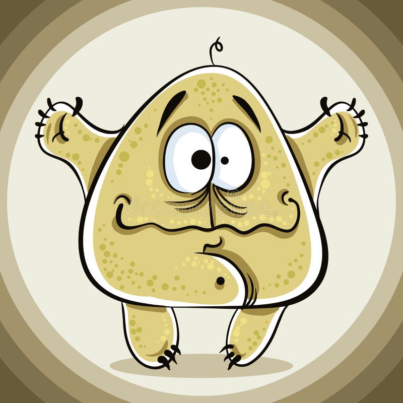 Funny cartoon monster with one hair. vector illustration