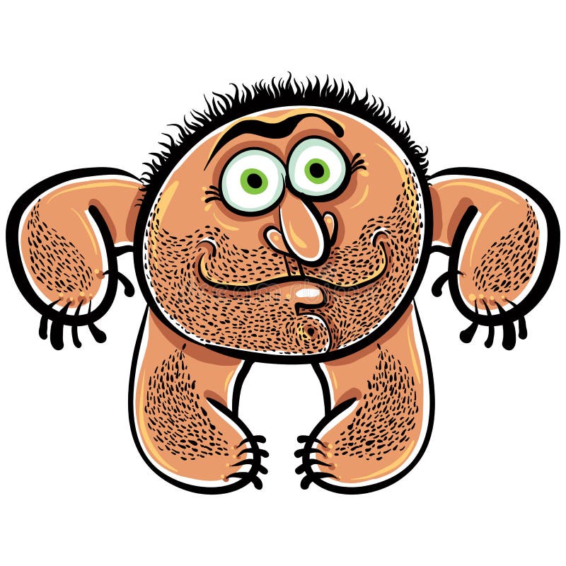 Funny cartoon monster with stubble. vector illustration