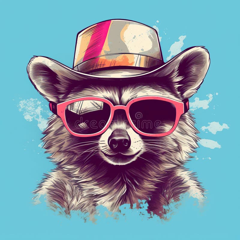 Head Of Racoon In Hipster Sunglasses Kawaii Animal Stock Illustration -  Download Image Now - iStock