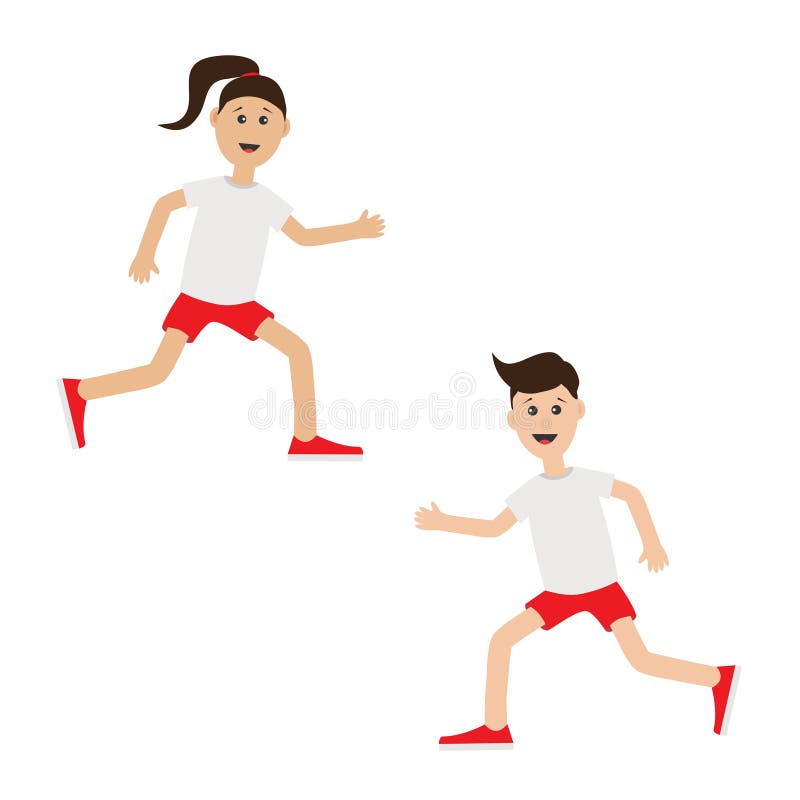 Funny Cartoon Running Girl and Boy Cute Run Woman, Man. Jogging Lady Runner  Couple Fitness Workout Running Male Female Character Stock Vector -  Illustration of cartoon, lifestyle: 69441475