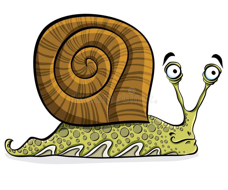 Funny cartoon snail, vector. stock illustration