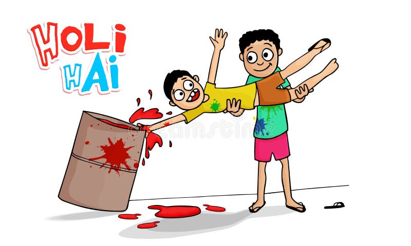 Funny Cartoons for Happy Holi Celebration. Stock Illustration -  Illustration of hindu, color: 50324742