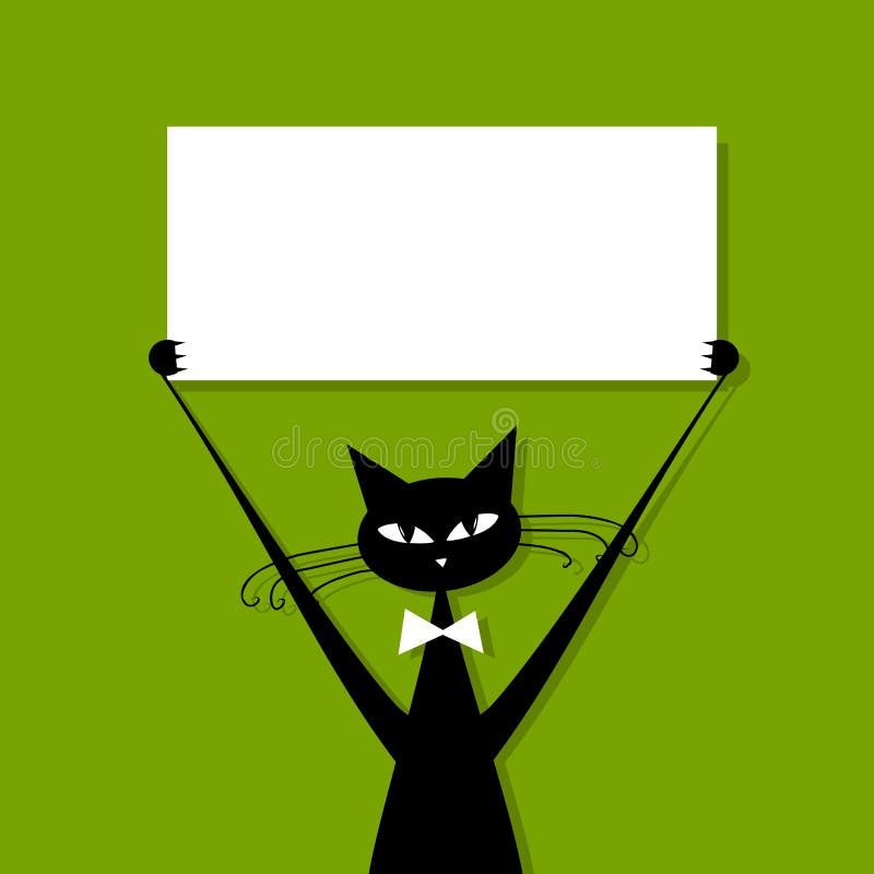 Funny cat with business card, place for your text royalty free illustration