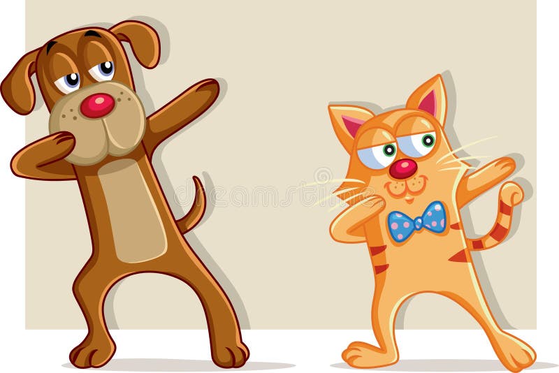Funny Cat and Dog Dabbing Cartoon Vector Stock Vector - Illustration of  dancing, dabbing: 148926886