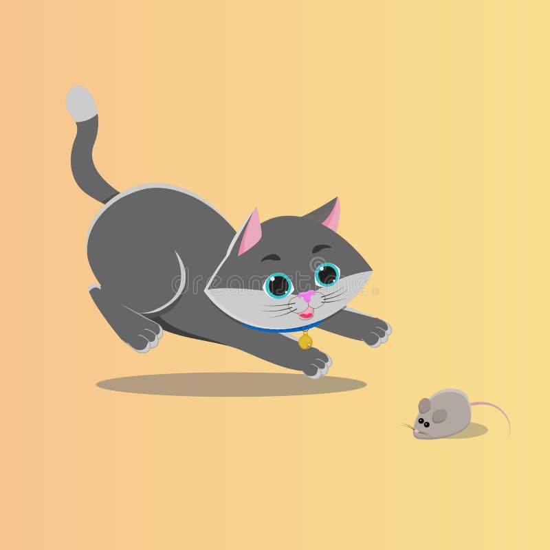 Funny Cat Playing With A Little Mouse Stock Vector Illustration Of Halloween Small Funny Cat Playing With A Little Mouse Stock Vector Illustration Of Halloween Small