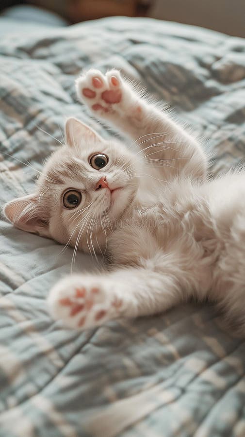 Funny cat portrait. Small kitten lying on the couch vector illustration