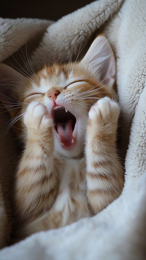 Funny cat portrait. Small kitten lying on the couch vector illustration