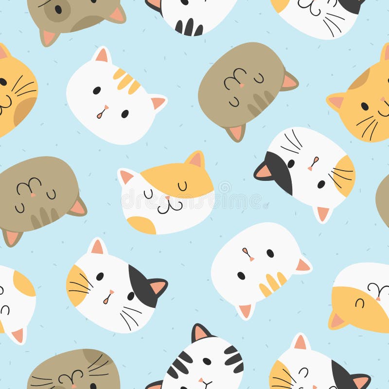 Cats Seamless Pattern. Many Different Pets Stock Vector - Illustration ...