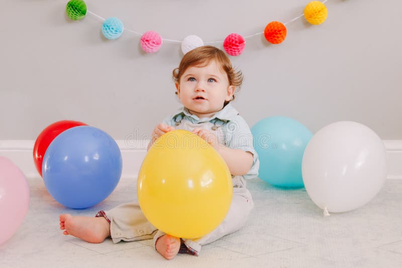 Cute Adorable Sad Upset Caucasian Baby Boy Celebrating His First ...