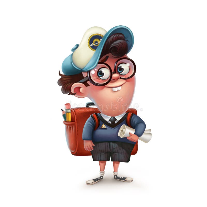 Funny character schoolboy. Graphic illustration. royalty free illustration Funny character schoolboy. Graphic illustration. royalty free illustration