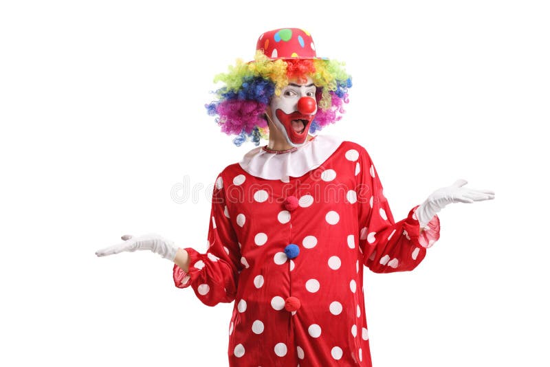 Funny cheerful clown standing royalty free stock image