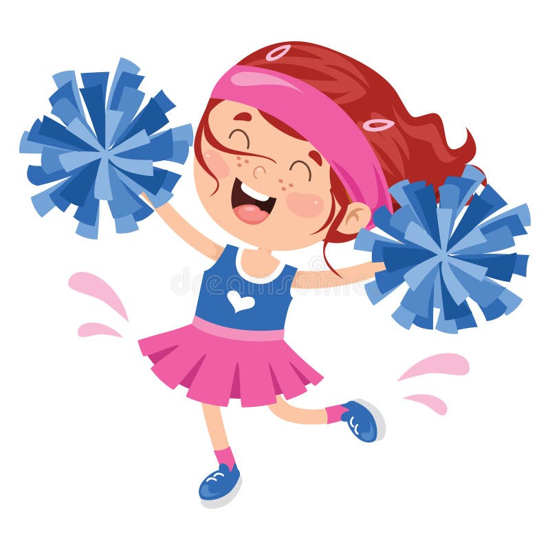 Little Girl Cheerleader With Pom Poms Vector Illustration Royalty Free SVG,  Cliparts, Vectors, and Stock Illustration. Image 10963550.