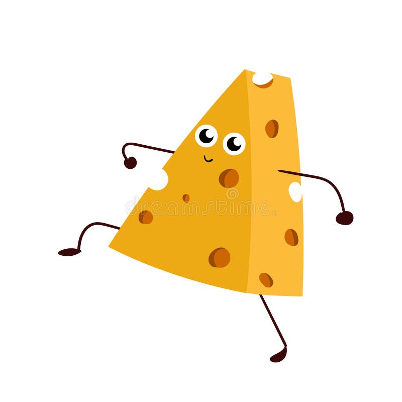 Funny Cheese Character Ilustration Isolated. Food Concept Stock