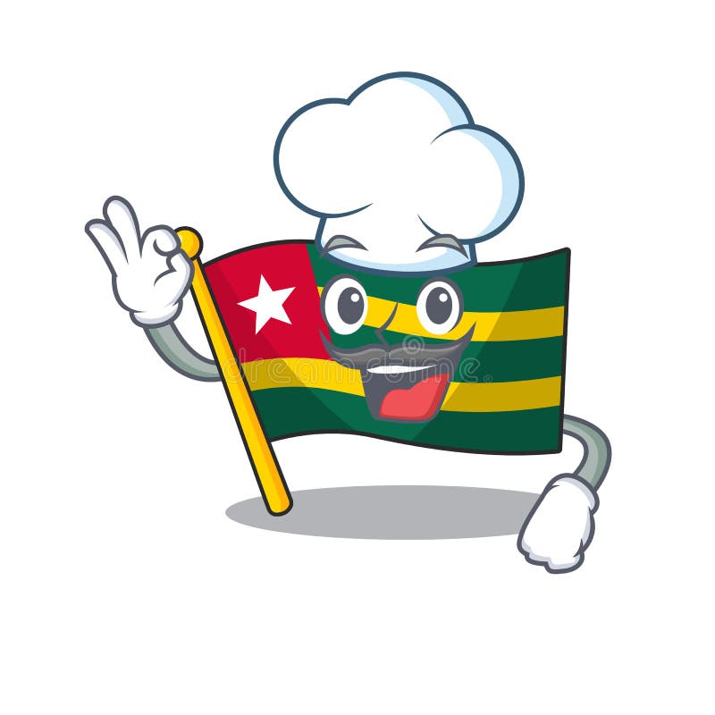 Funny Chef flag togo Scroll cartoon character wearing white hat royalty free illustration
