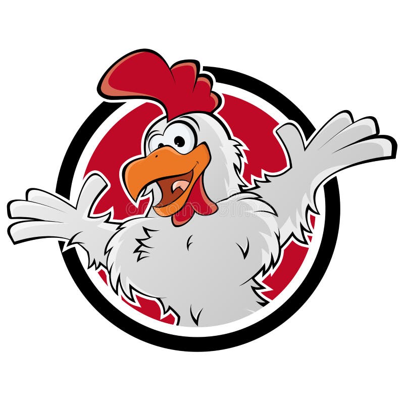 Clipart of a funny chicken in a badge.