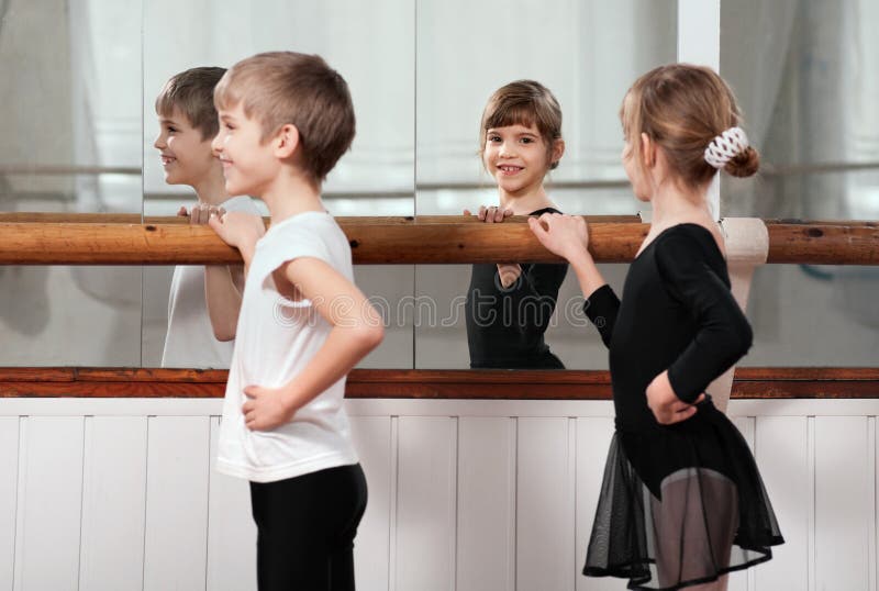 Children Standing at Ballet Barre Stock Photo Image of concepts