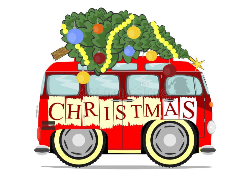 Funny christmas car stock vector. Illustration of design - 46803664