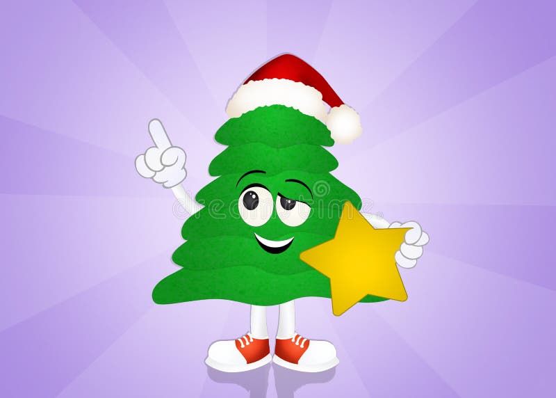 Funny Christmas tree stock illustration. Illustration of snow 61310638