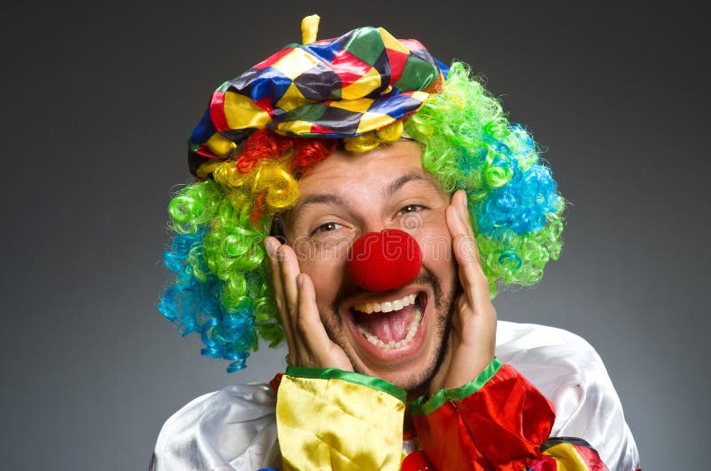 Funny clown in colourful royalty free stock image