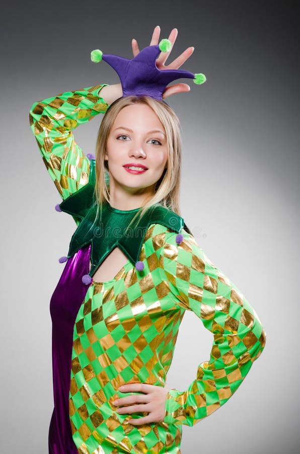 Funny clown in colourful stock photography