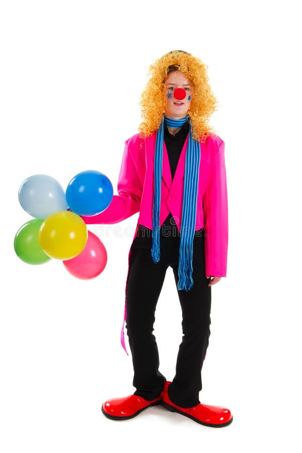 Funny clown in pink stock image