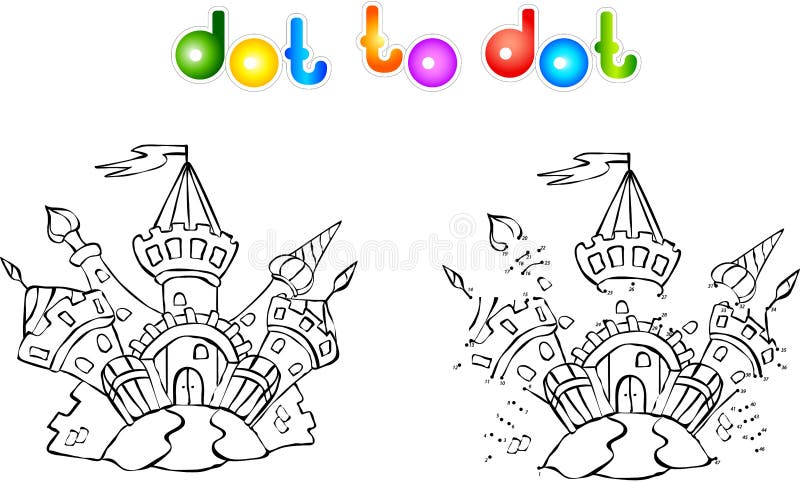 Funny colorful castle dot to dot