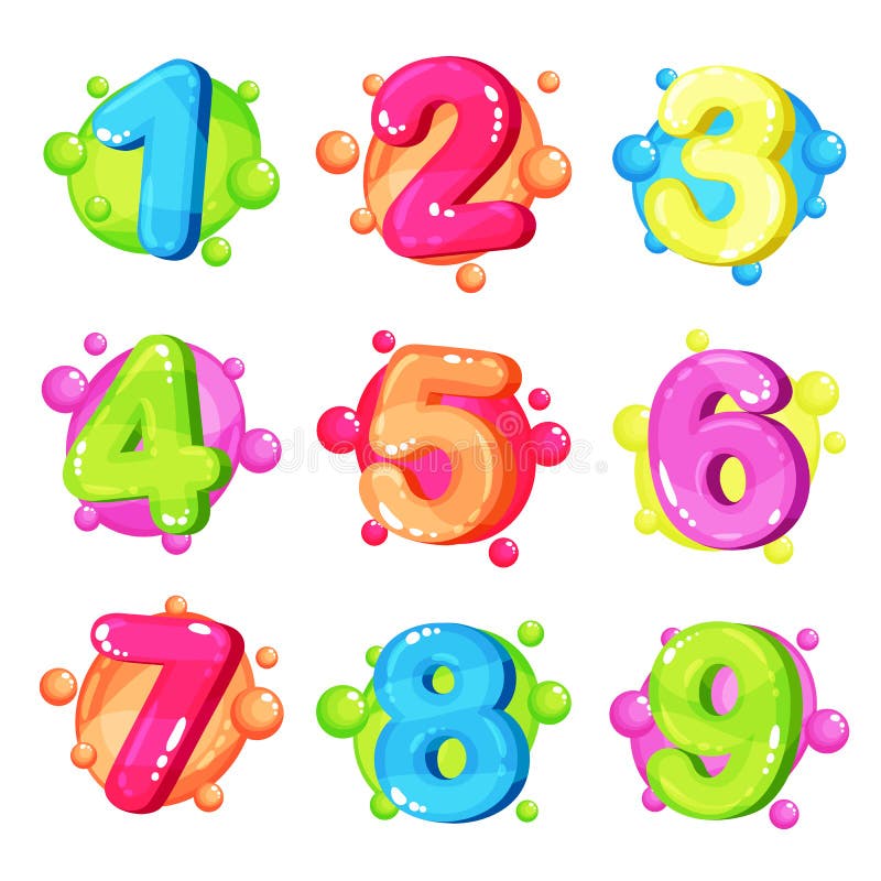 Funny colorful numbers set, kids font vector Illustration on a white background vector illustration Funny colorful numbers set, kids font vector Illustration on a white background vector illustration