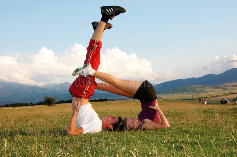 Funny couple stock photo. Image of freedom, happy, clouds - 1087810