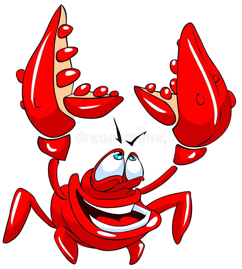 Cartoon illustration of happy crab on a white background. Cartoon illustration of happy crab on a white background.