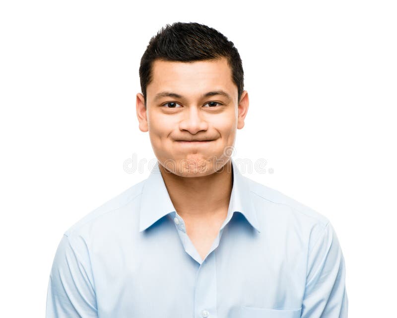 Funny crazy face man mixed race latino stock photos