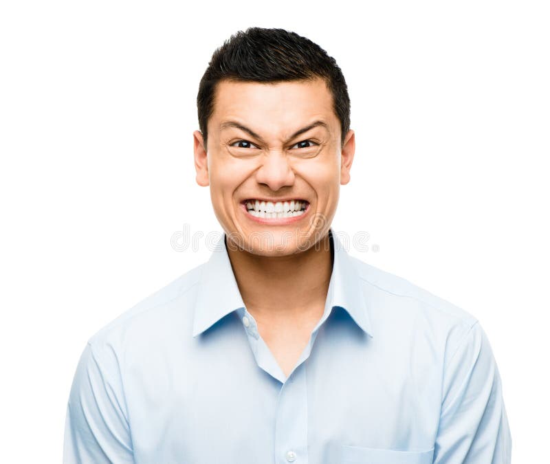 Funny crazy face man mixed race latino royalty free stock image