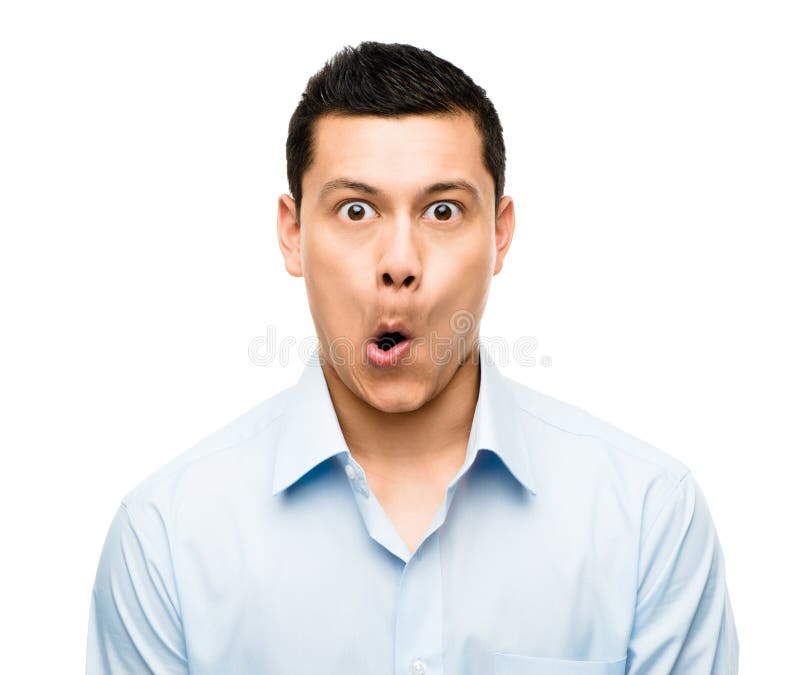 Funny crazy face man mixed race latino stock photos