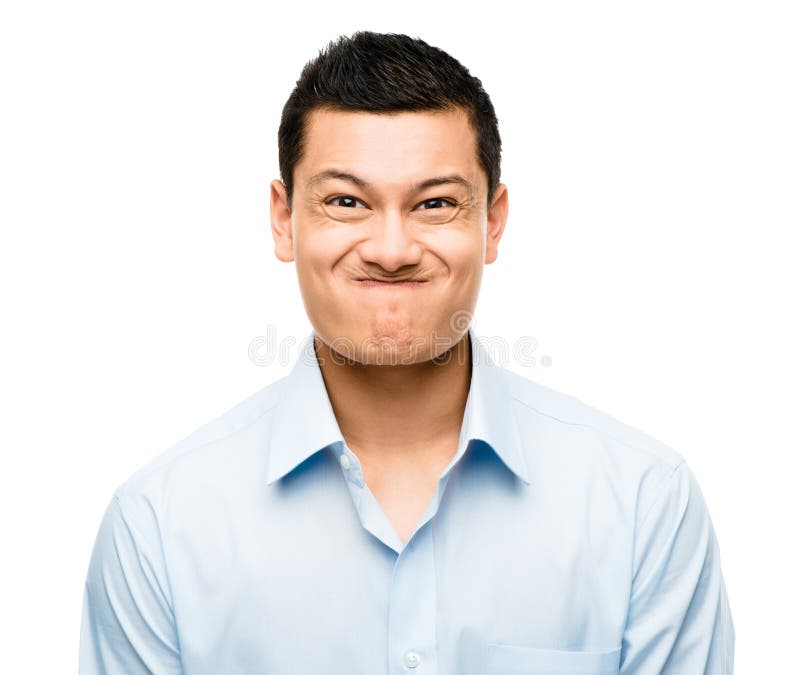 Funny crazy face man mixed race latino stock photos
