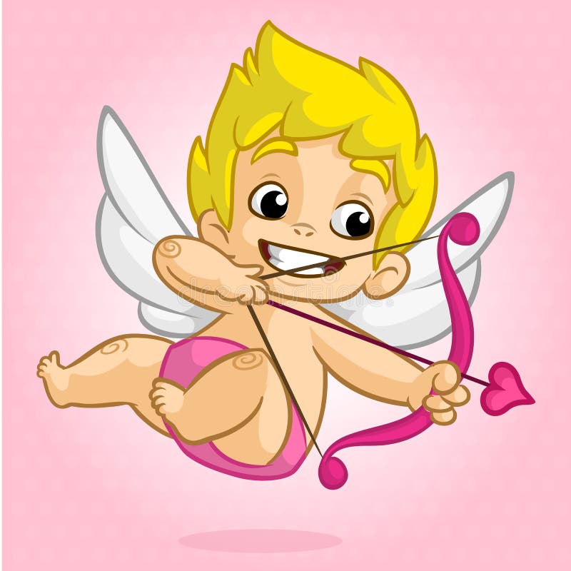 Funny cupid with bow and arrow. 
