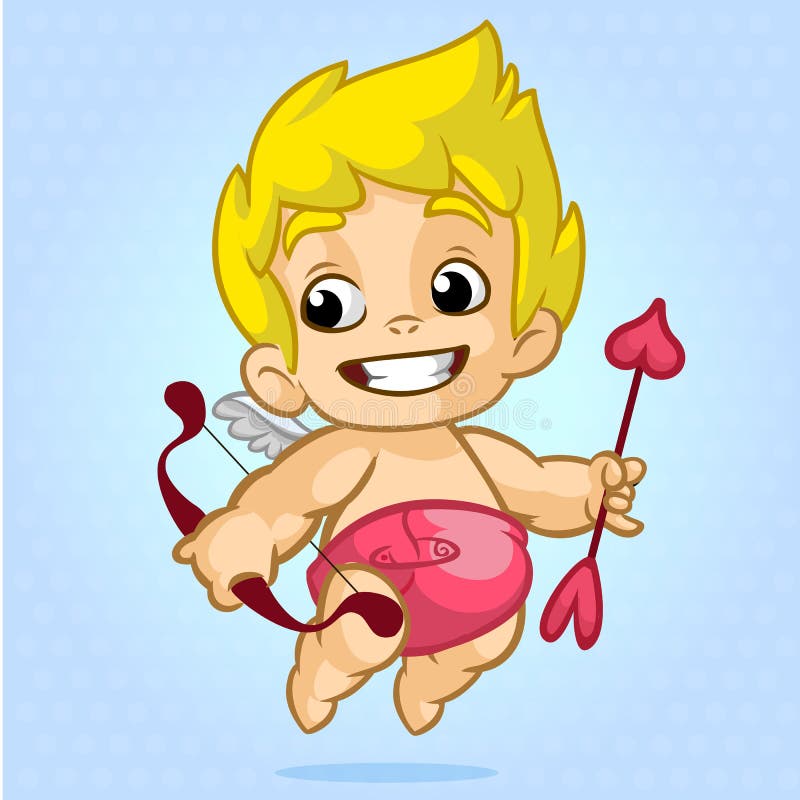 Funny cupid with bow and arrow. 