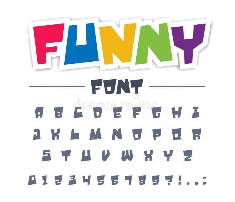 Funny, cute, child font type. Comic, cartoon, fun, happy kid alphabet. royalty free illustration Funny, cute, child font type. Comic, cartoon, fun, happy kid alphabet. royalty free illustration