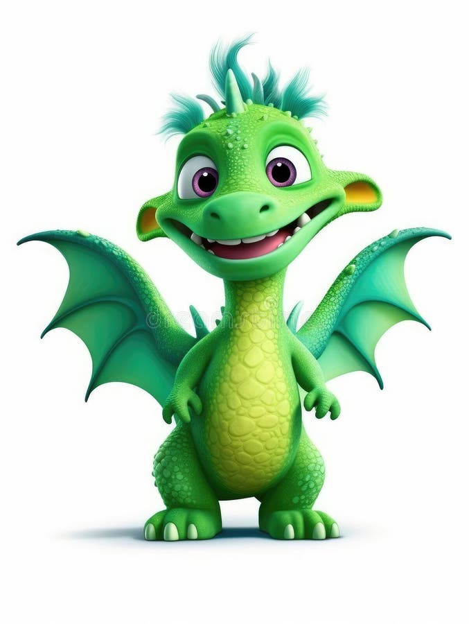 Funny cute green dragon royalty free illustration